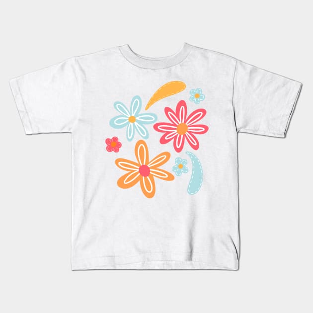 Colorful Flowers Kids T-Shirt by MutchiDesign